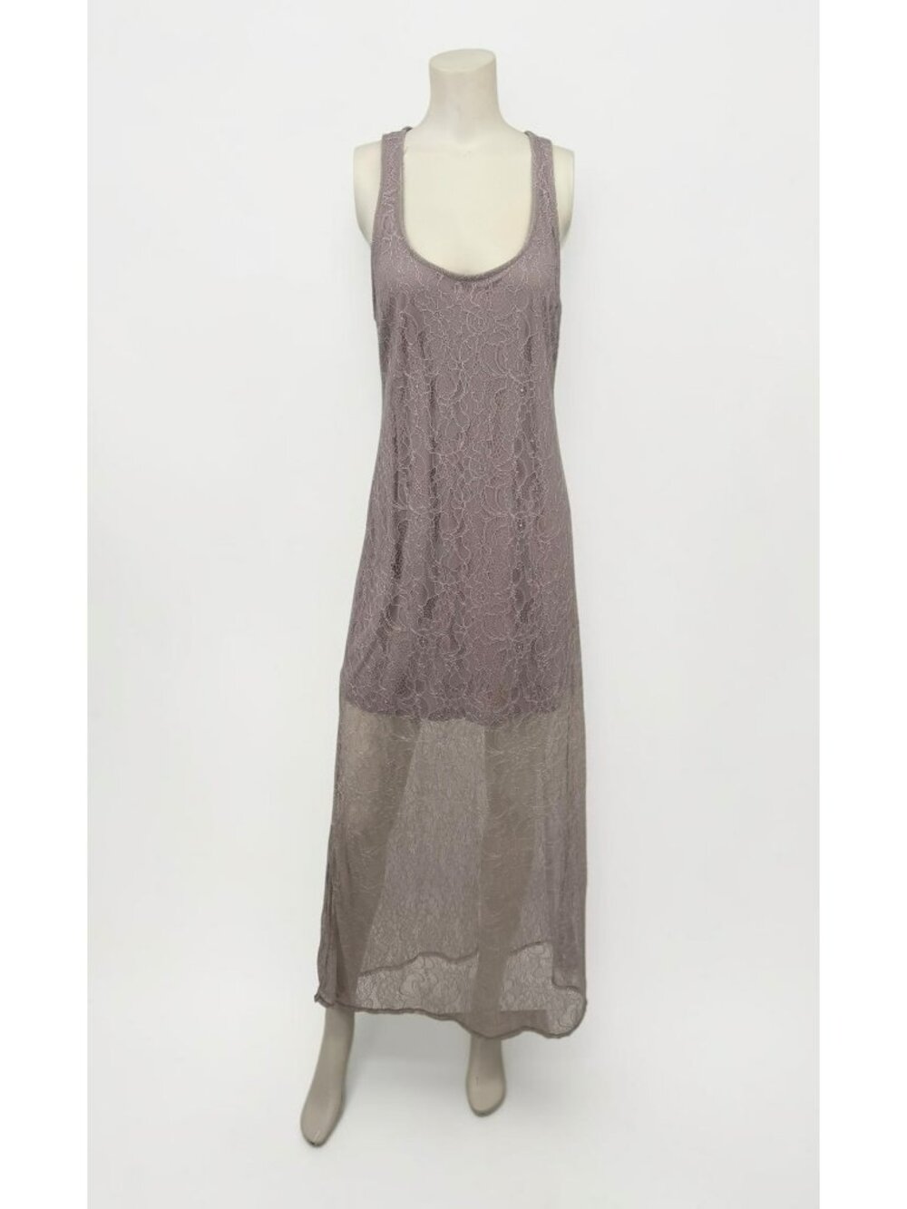 Victoria's Secret Sheer Lace Maxi Slip Dress Nightgown With Racerback M Lilac